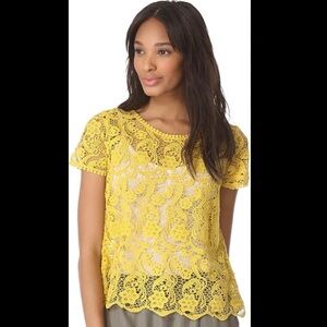 Joie yellow crochet top